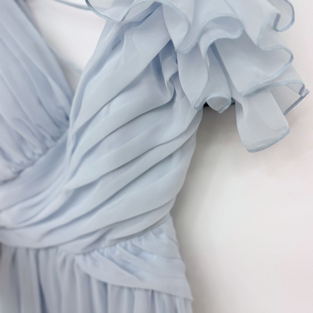 Altar'd State Maxi Dress Womens Medium Blue Excellent Ruffle Sleeve Cutout - Picture 7 of 16